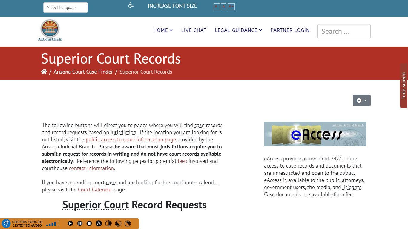 Superior Court Records - AzCourtHelp